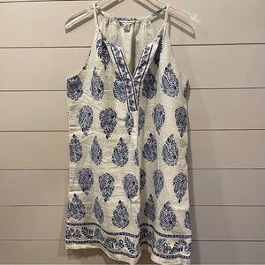 Tommy Bahama Paleys Paisley Blue & White Linen Shift Dress Womens Size Large